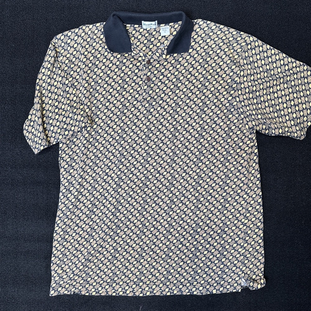 Vintage WinnerMate Sportswear Polo Size Xl Black/Yellow/ Tan‎